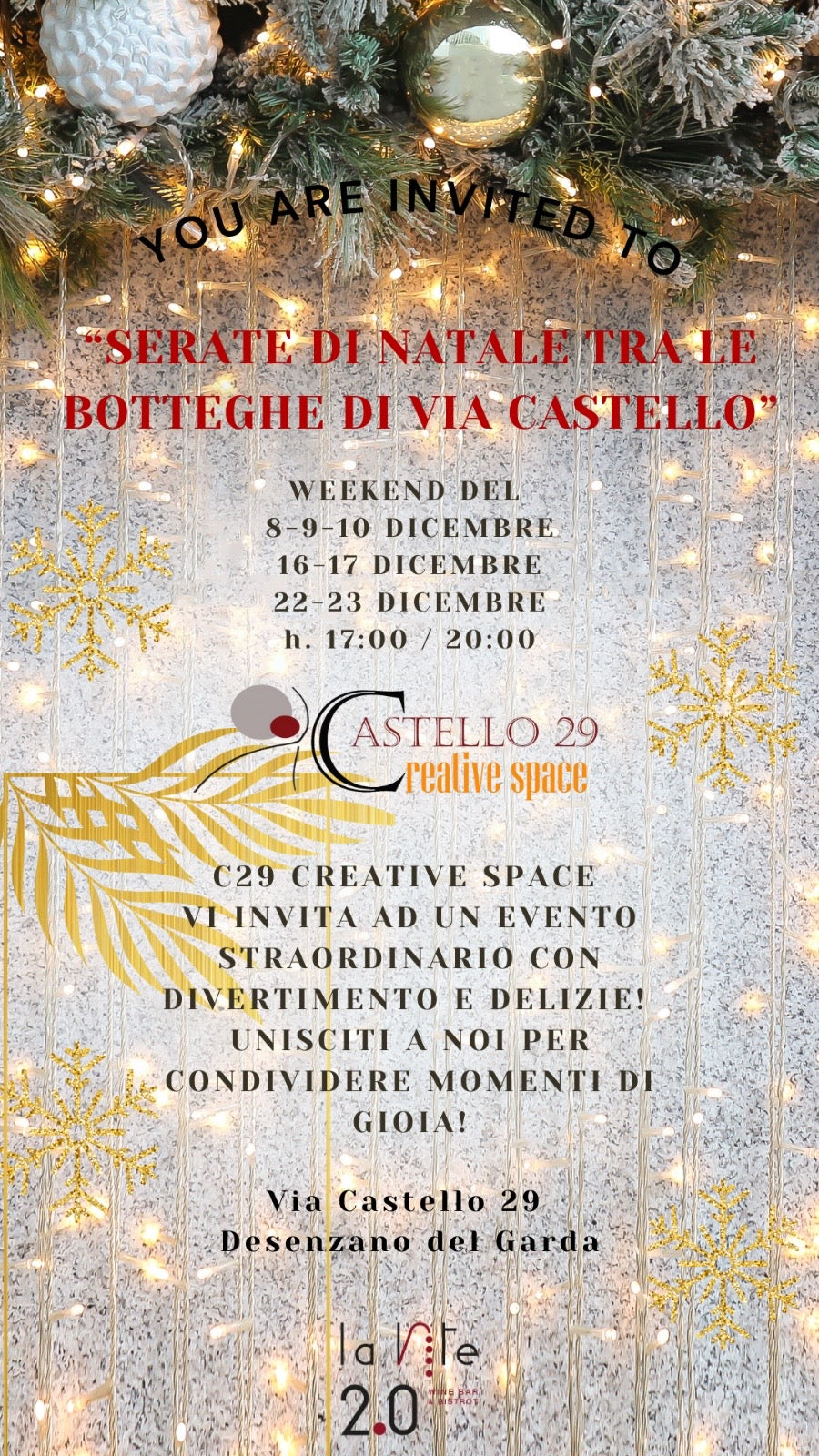 “Serate di Natale tra le botteghe di Via Castello”