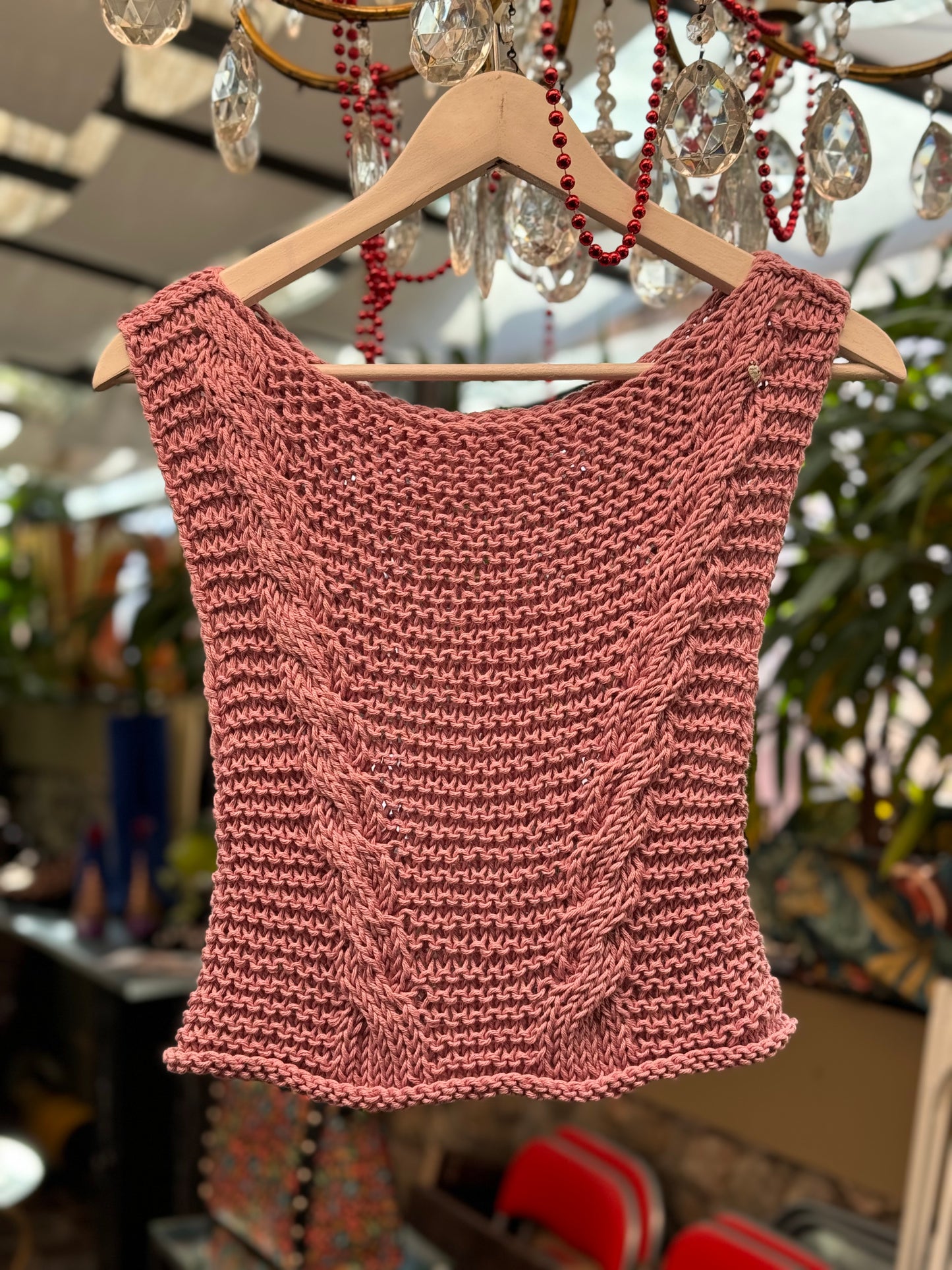 Maglietta in maglia color rosa