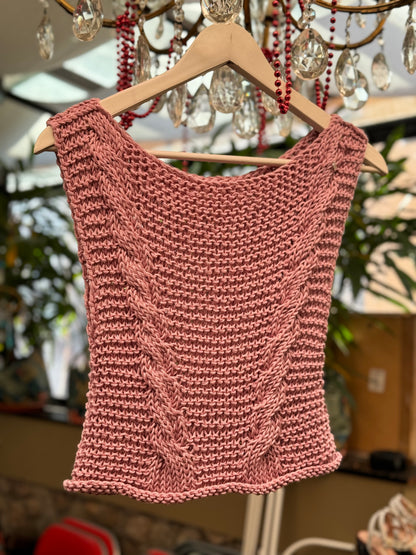 Maglietta in maglia color rosa