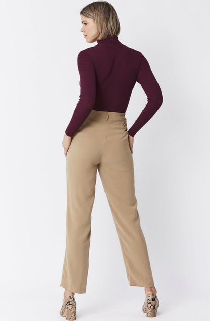 Pantaloni in misto seta color moka Jayley Collection